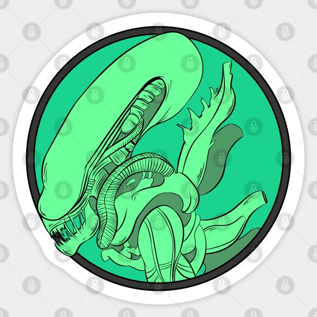 Alien Xenomorph Green Sticker by DonCorgi